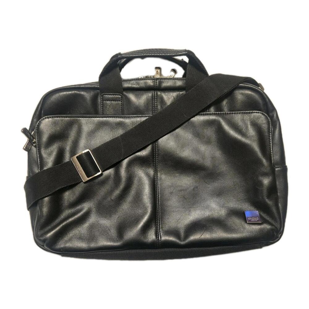 Knomo London Men's Black Amesbury Leather  Laptop Messenger Bag  15.6"